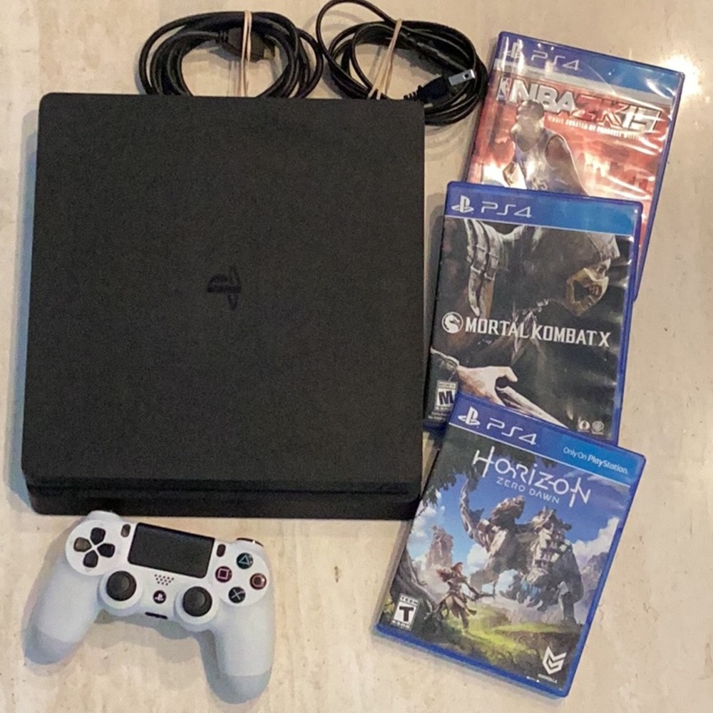 PlayStation 4 Slim 1 TB Console PS4 & Sony Controller & 3 PlayStation Games OEM